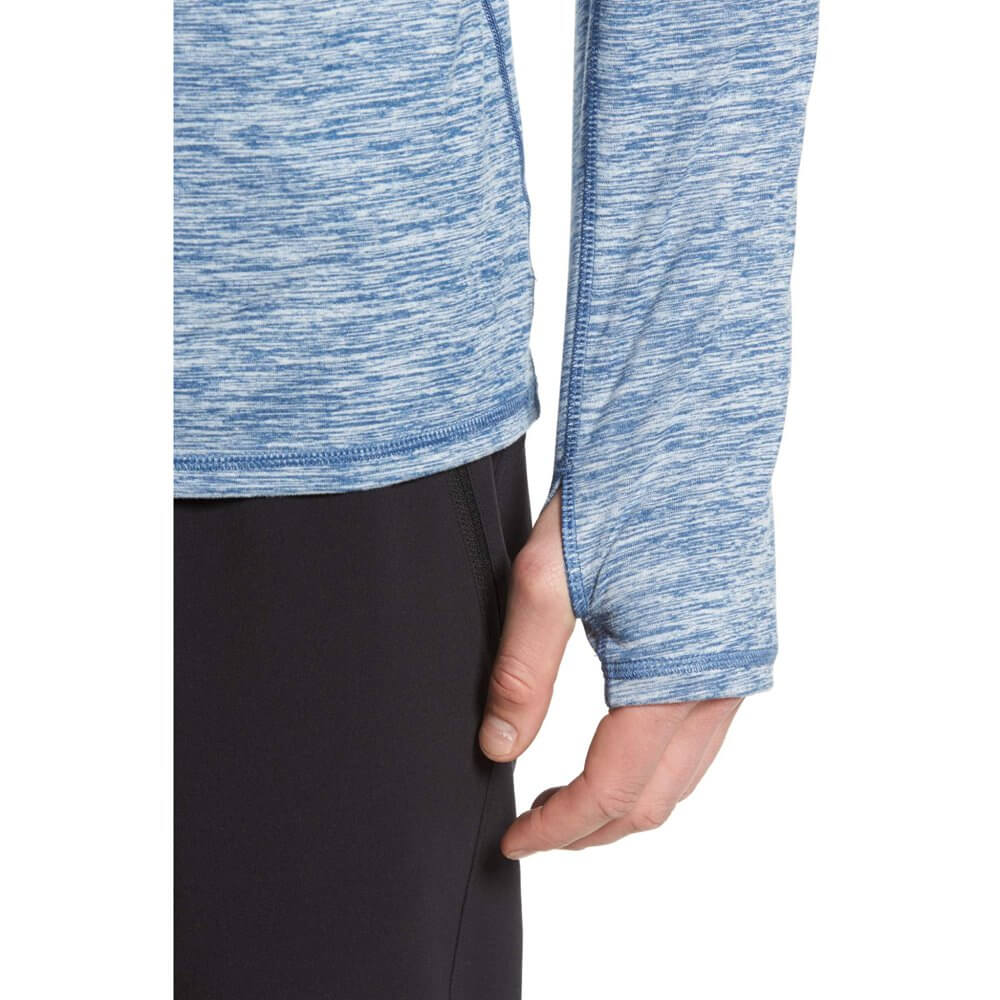raglan sleeve heather blue zipper up pullover