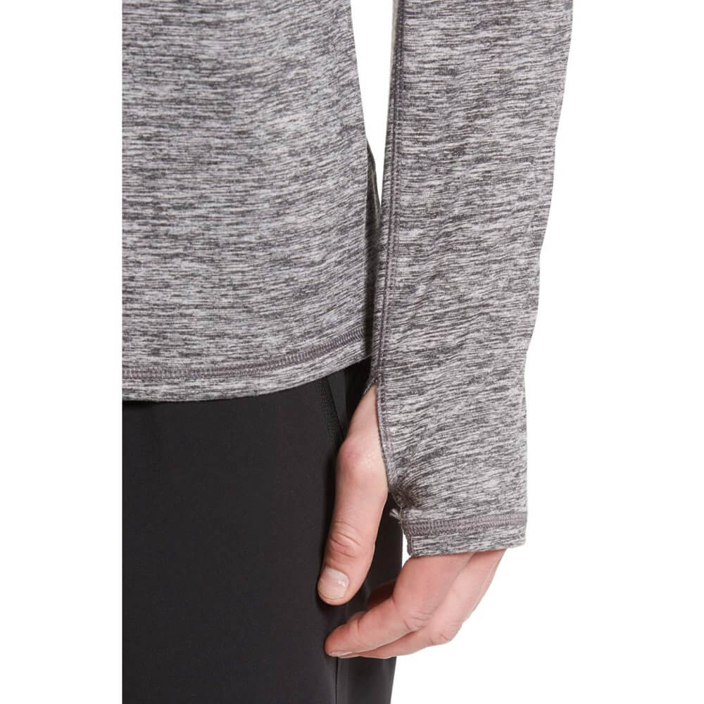 heather gray zipper up pullover with thumb hole