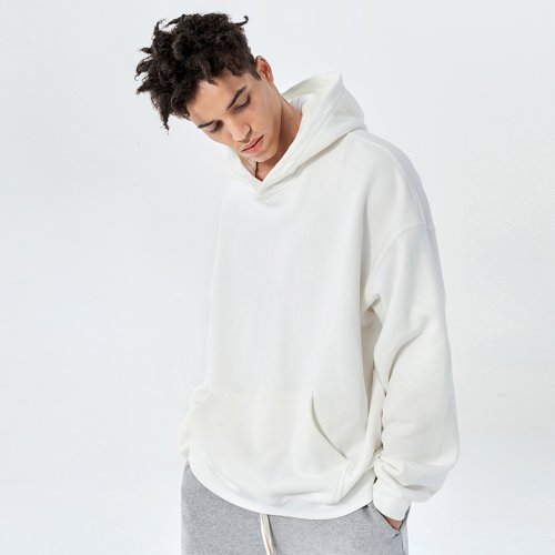 mens oversized drop shoulder french terry hoodie wholesale