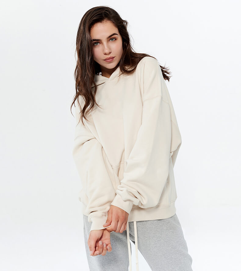 customized womens oversized drop shoulder french terry hoodie wholesale