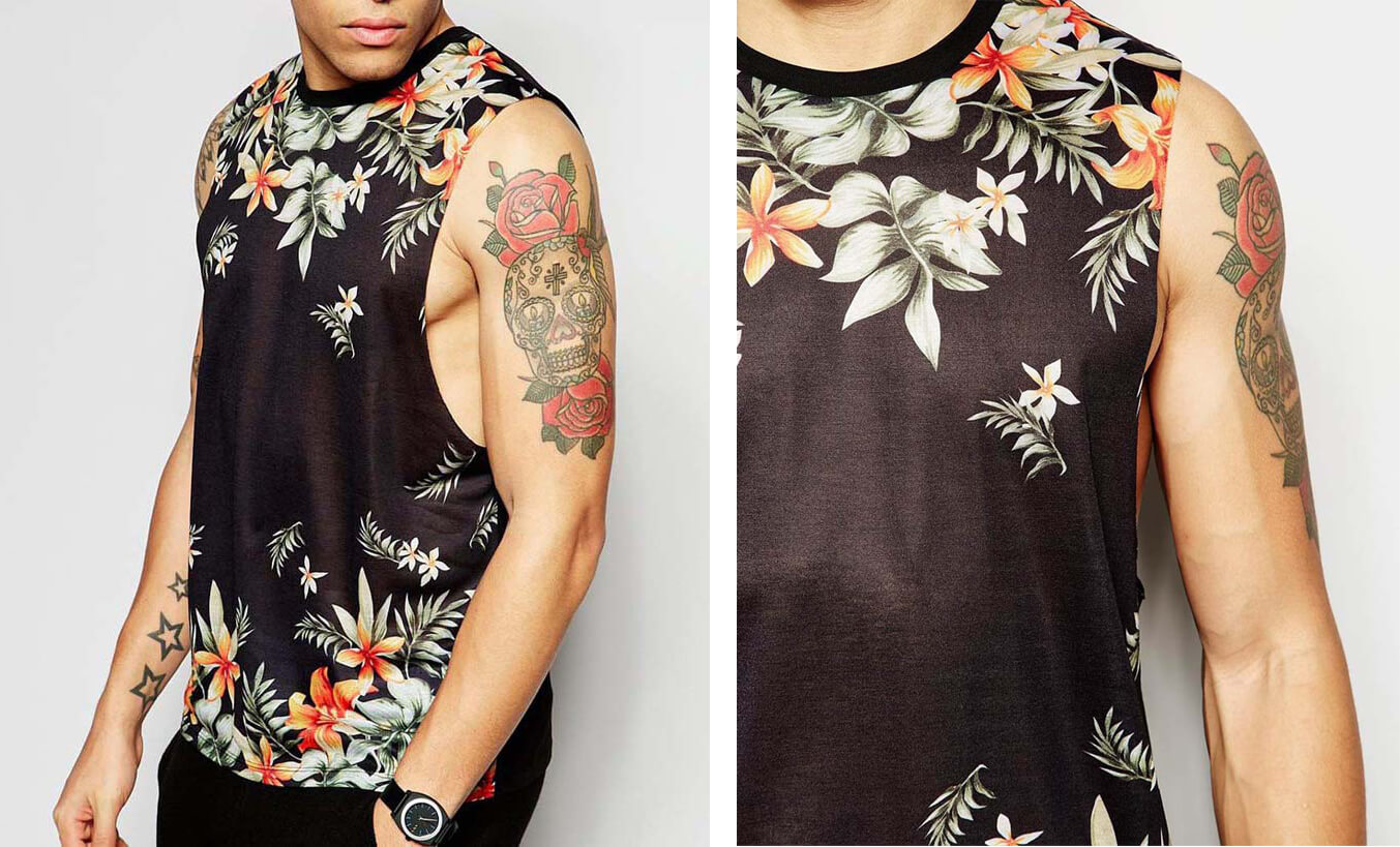 Sublimation printing Sleeveless T-Shirt With Floral