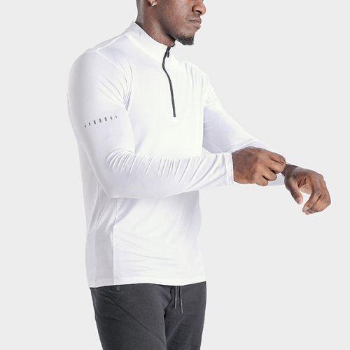 quater zip up pullover finish long sleeve t shirt