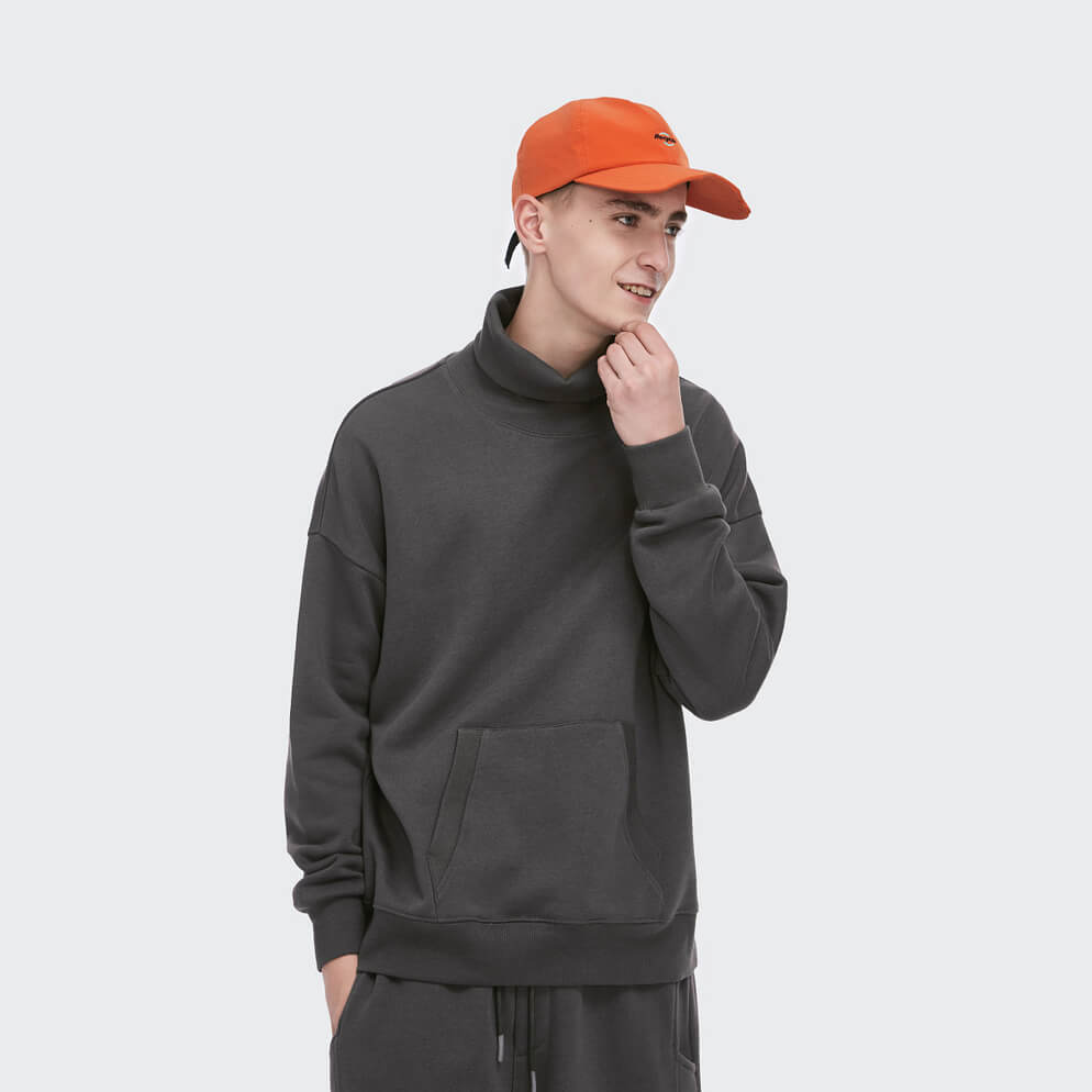 mens turtle neck fleece sweatshirt with your design 丨 Lezhou Garment