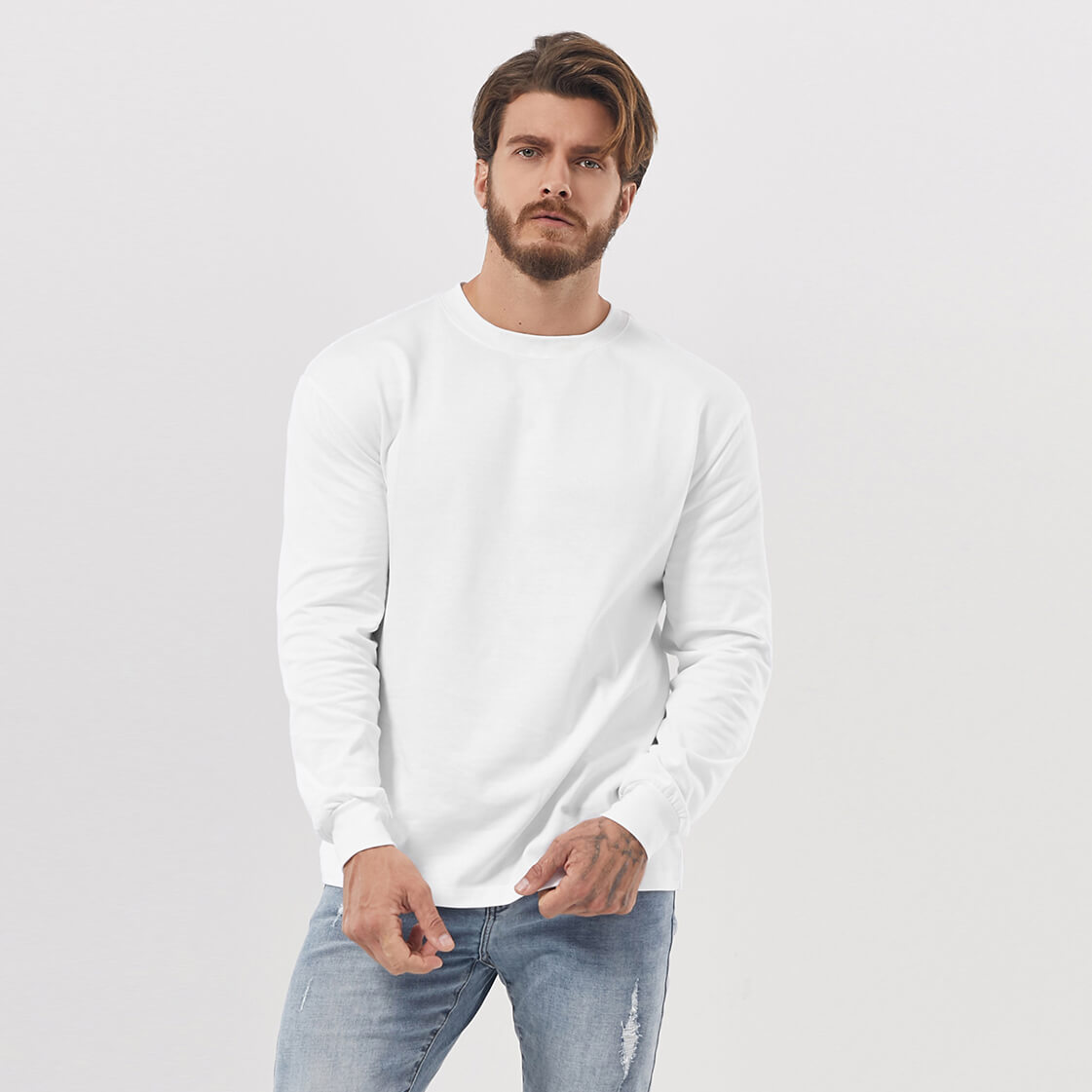 long sleeve plain white fitness t shirt man 丨 Lezhou Garment