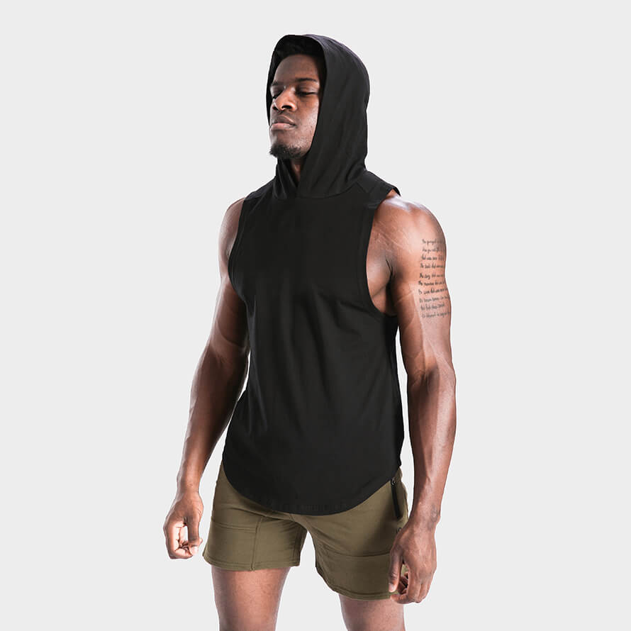 mens workout tank top with hood