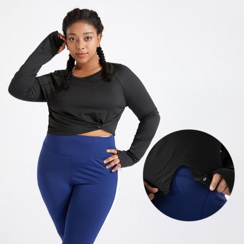 cropped long sleeve button fitness & yoga wear woman's to