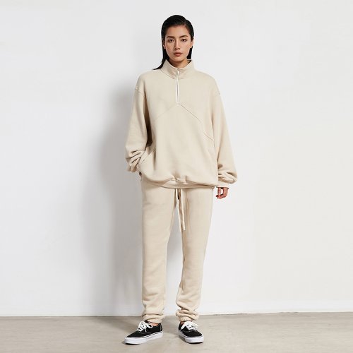 unisex oversized 1/4 zip up pullover with pants tracksuit