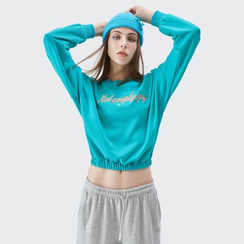s931 woman cropped crew neck sweatshirt with custom embroidery (1)