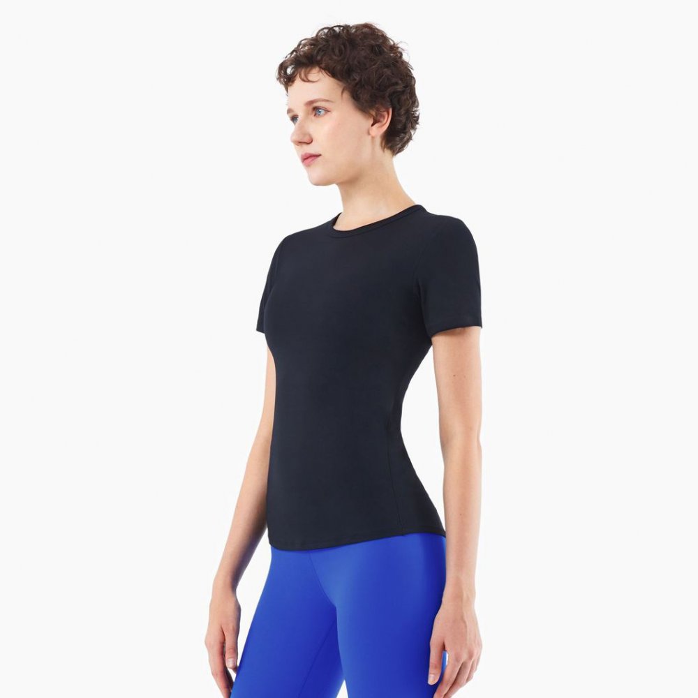 t1046 woman short sleeve workout slim fit gym t shirt bulk sale (10)