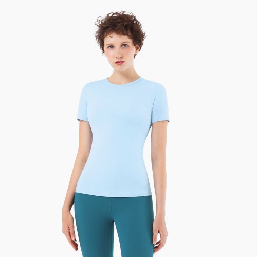 t1046 woman short sleeve workout slim fit gym t shirt bulk sale (6)