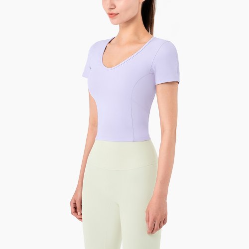 t1047 woman v neck slim fit cropped top manufacture (1)