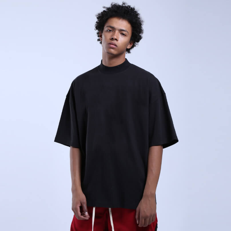 high neck drop shoulder 90s style t-shirt 丨 Lezhou Garment