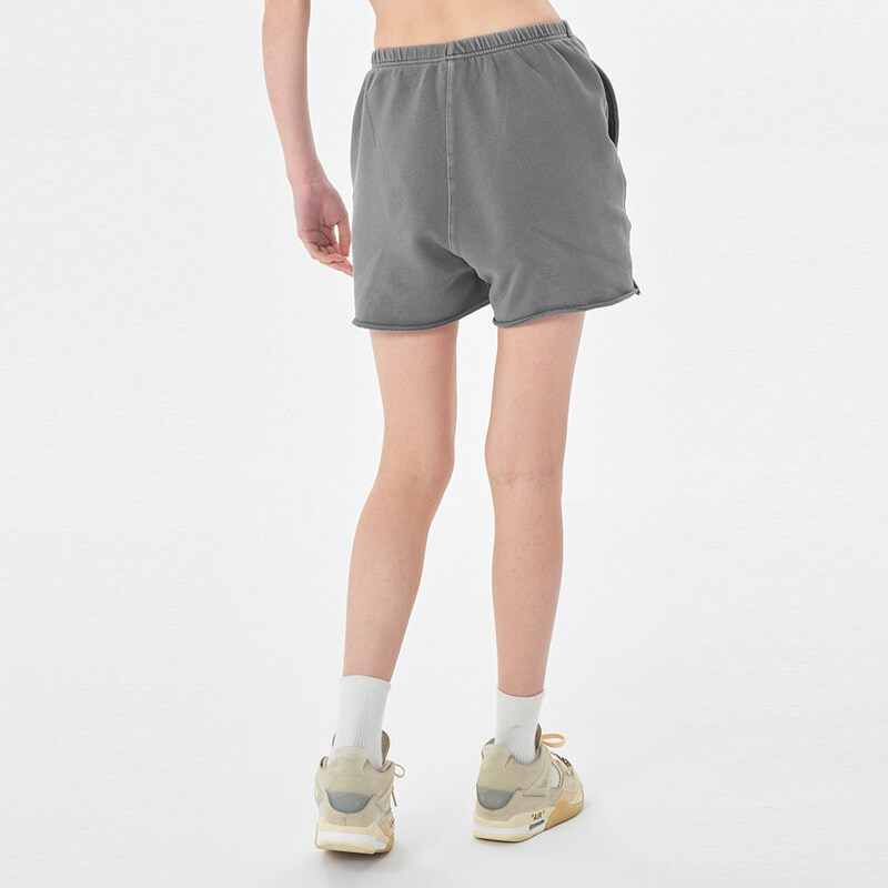 Womens cotton french terry raw edge sweat shorts 丨 Lezhou Garment