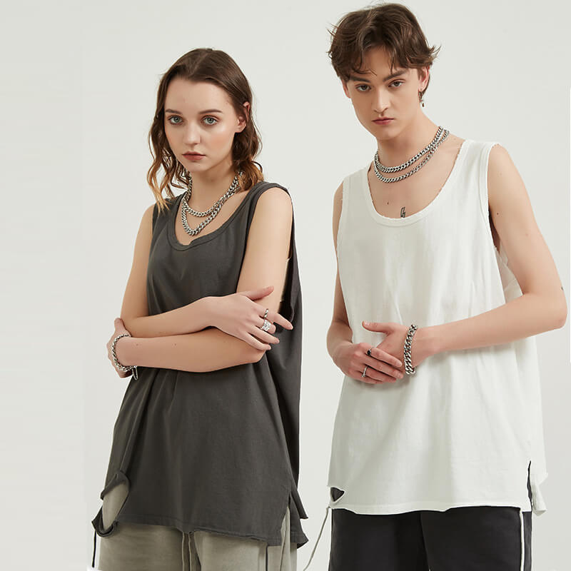 t710 unisex ripped design sleeveless loose fit tank top (1)