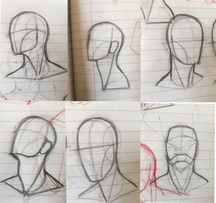sketch the neck and head.