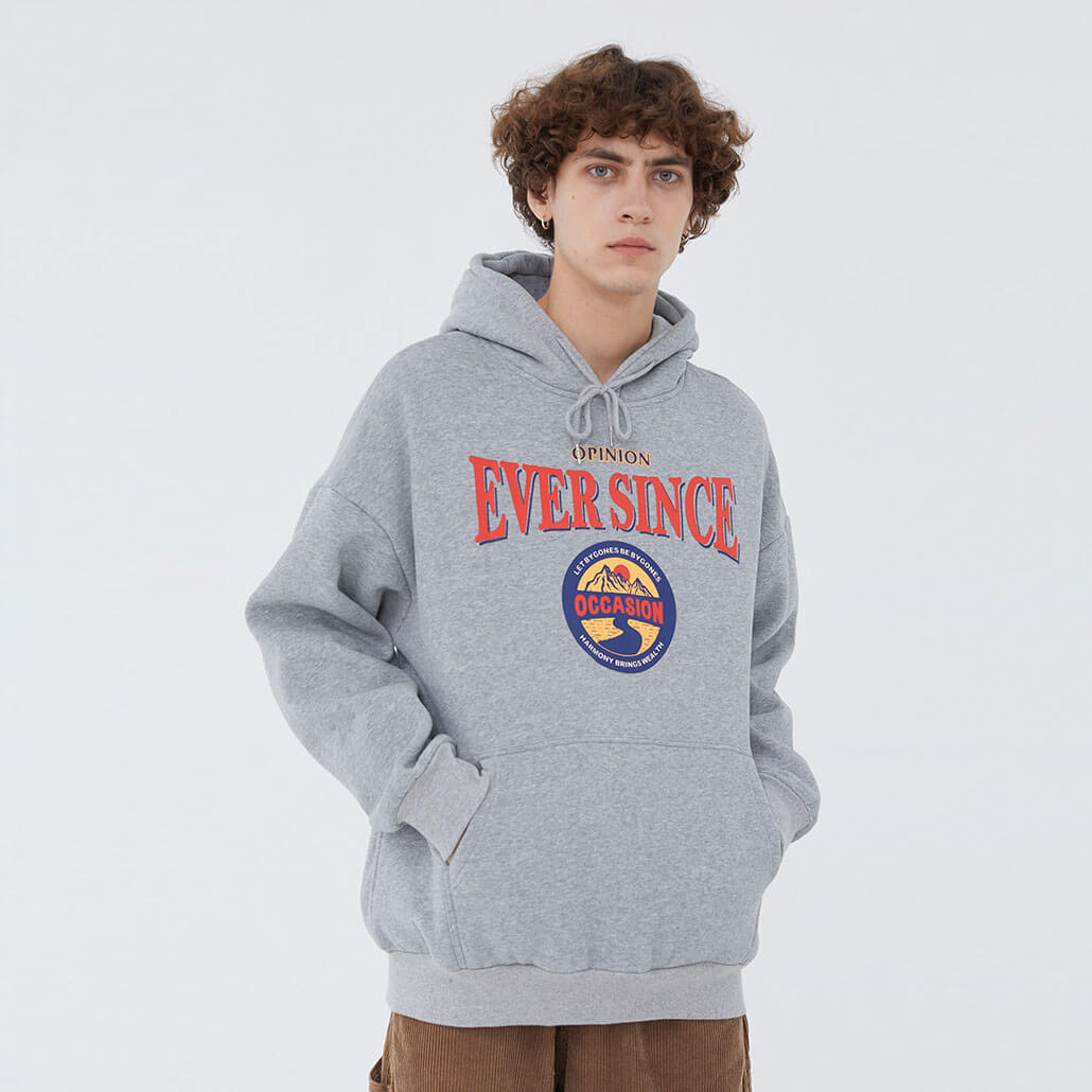 custom printing loose fit fleece unisex hoodie