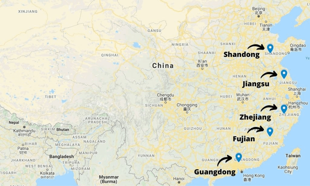 where are china's clothing manufacturers located