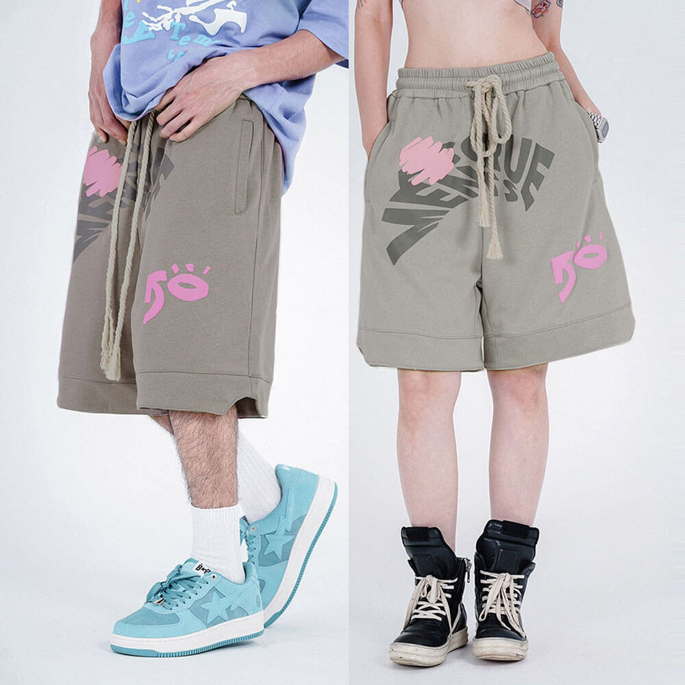 unisex custom printed cotton french terry sweat shorts