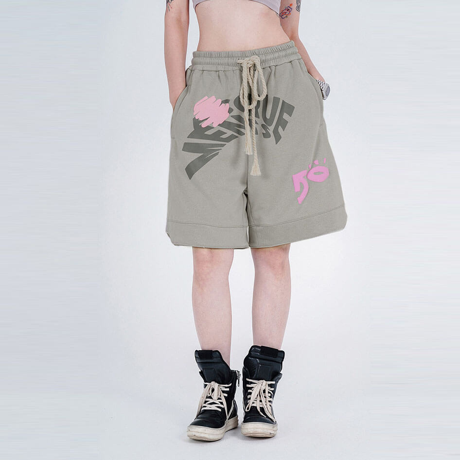 unisex custom printed cotton french terry sweat shorts
