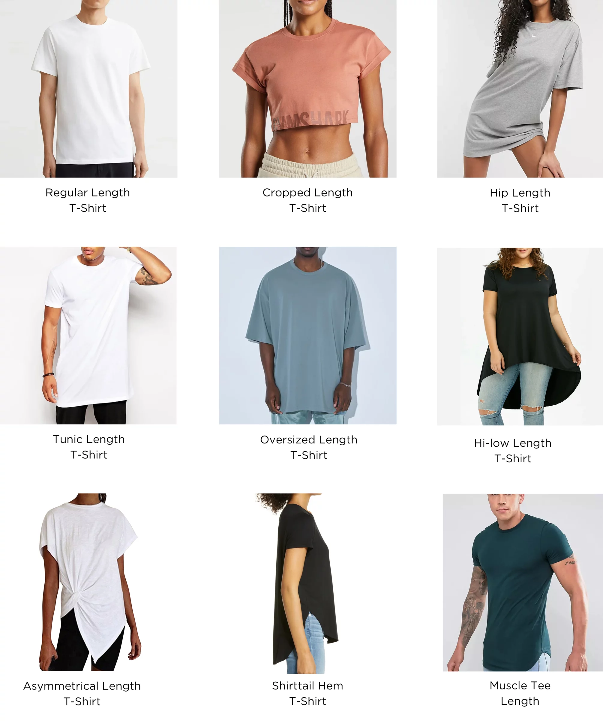 types of t shirts length