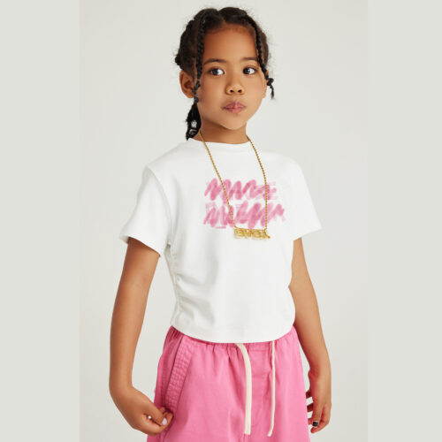 girl's organic cotton cropped top t shirt wholesale