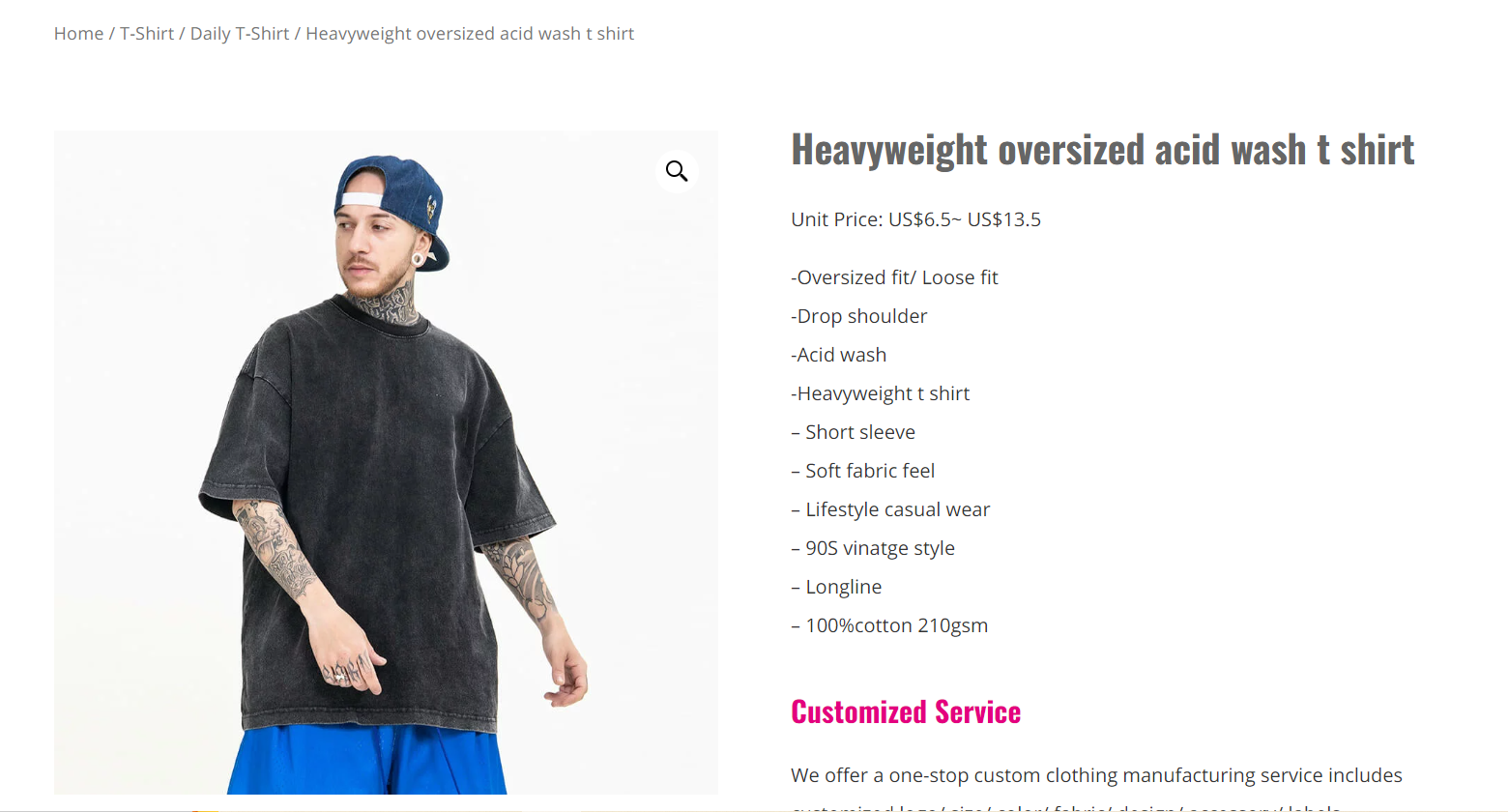 heavyweight oversized acid wash t shirt