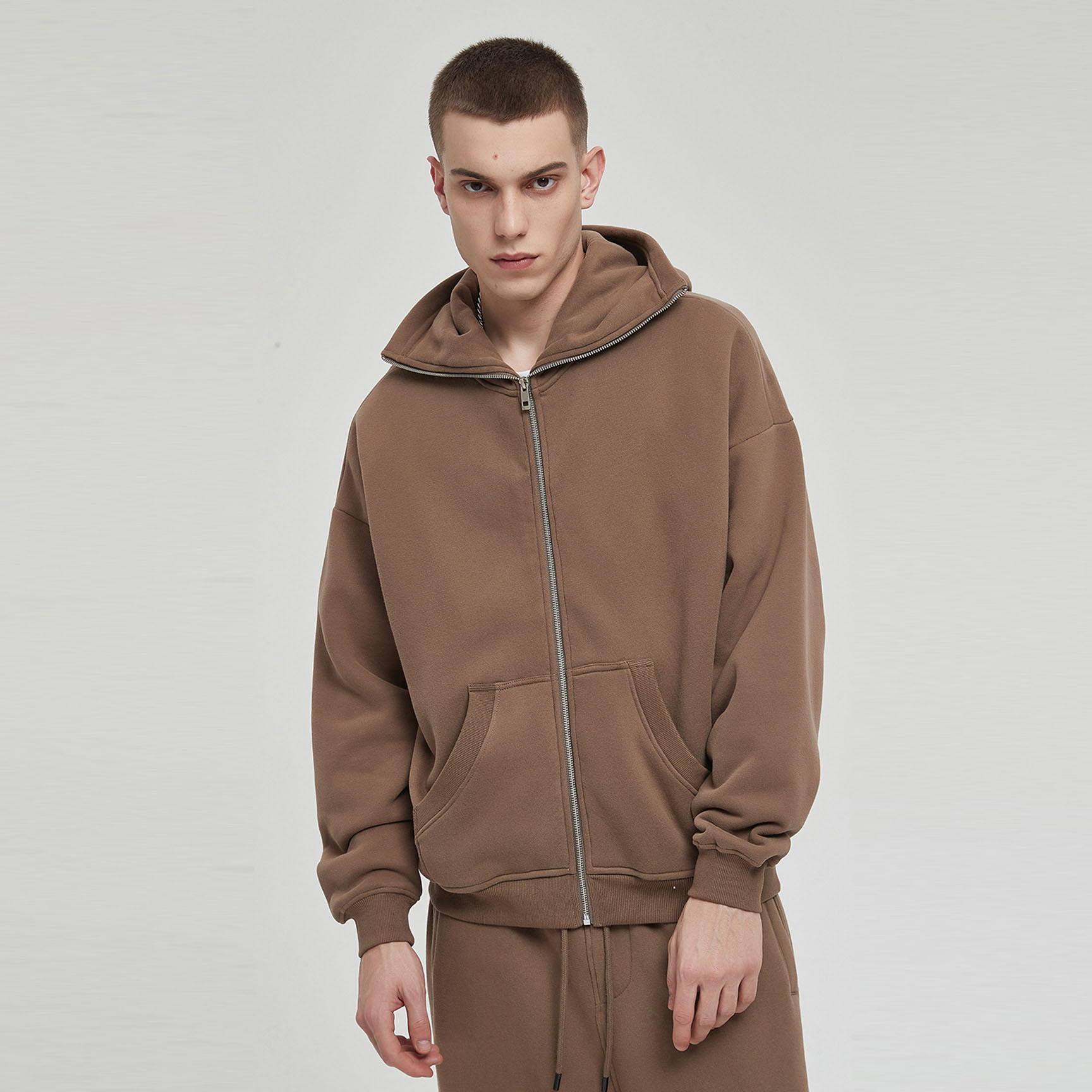 Men's french terry full zip hoodie wholesale 丨 Lezhou Garment