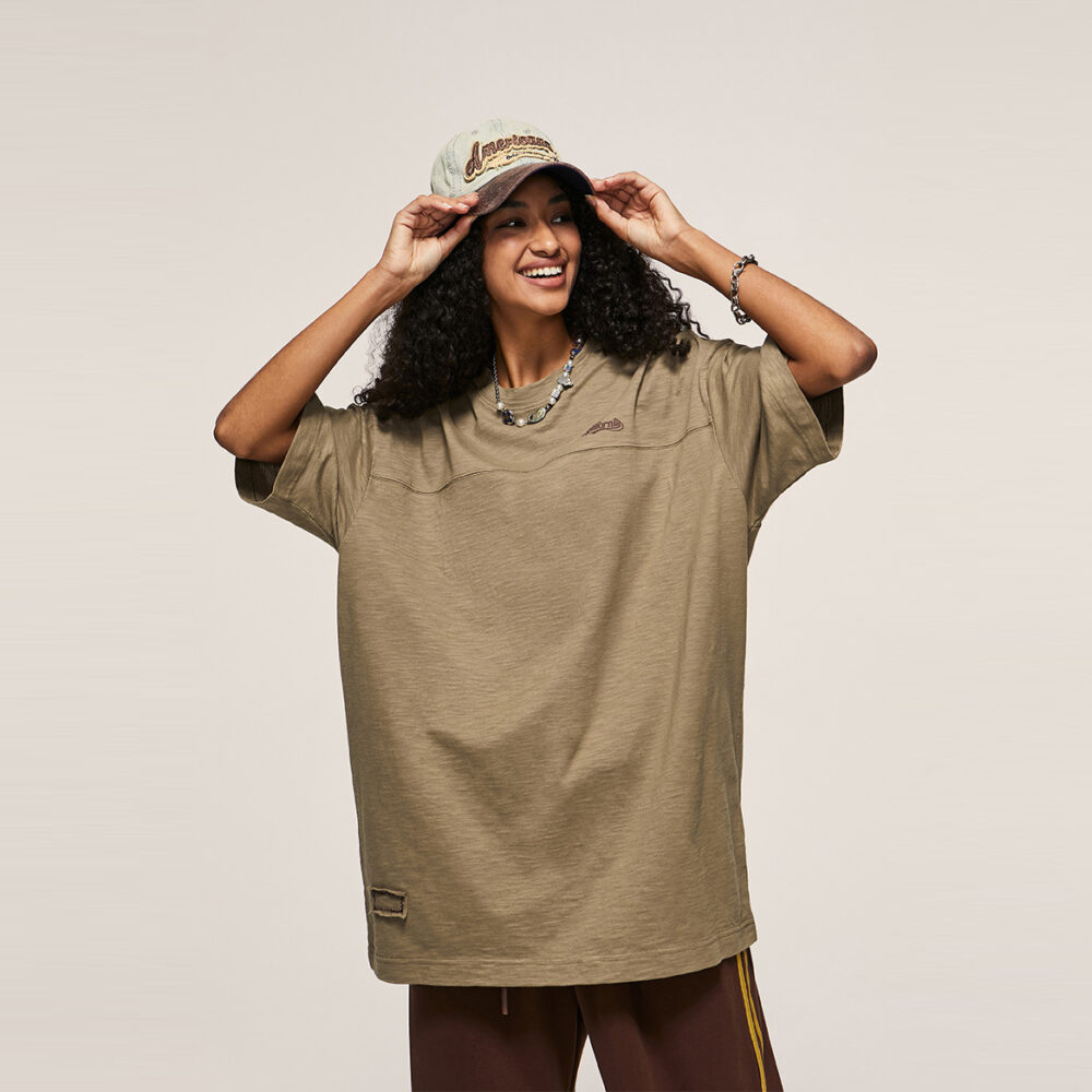 custom printed slub cotton loose fit unisex t shirt