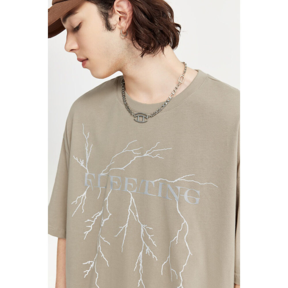 wholesale lightning reflective printed loose t shirt